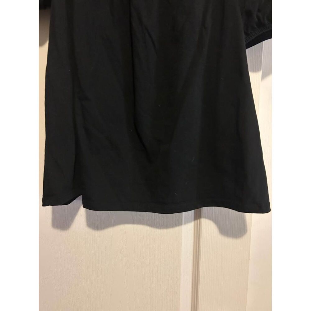 Talbots black lace trim peasant short sleeve blouse top shirt woman's size 2X - Picture 5 of 7